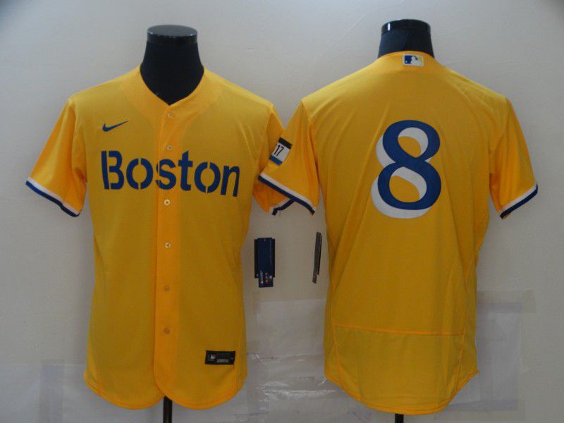 Men Boston Red Sox #8 No name Yellow Elite 2021 Nike MLB Jerseys